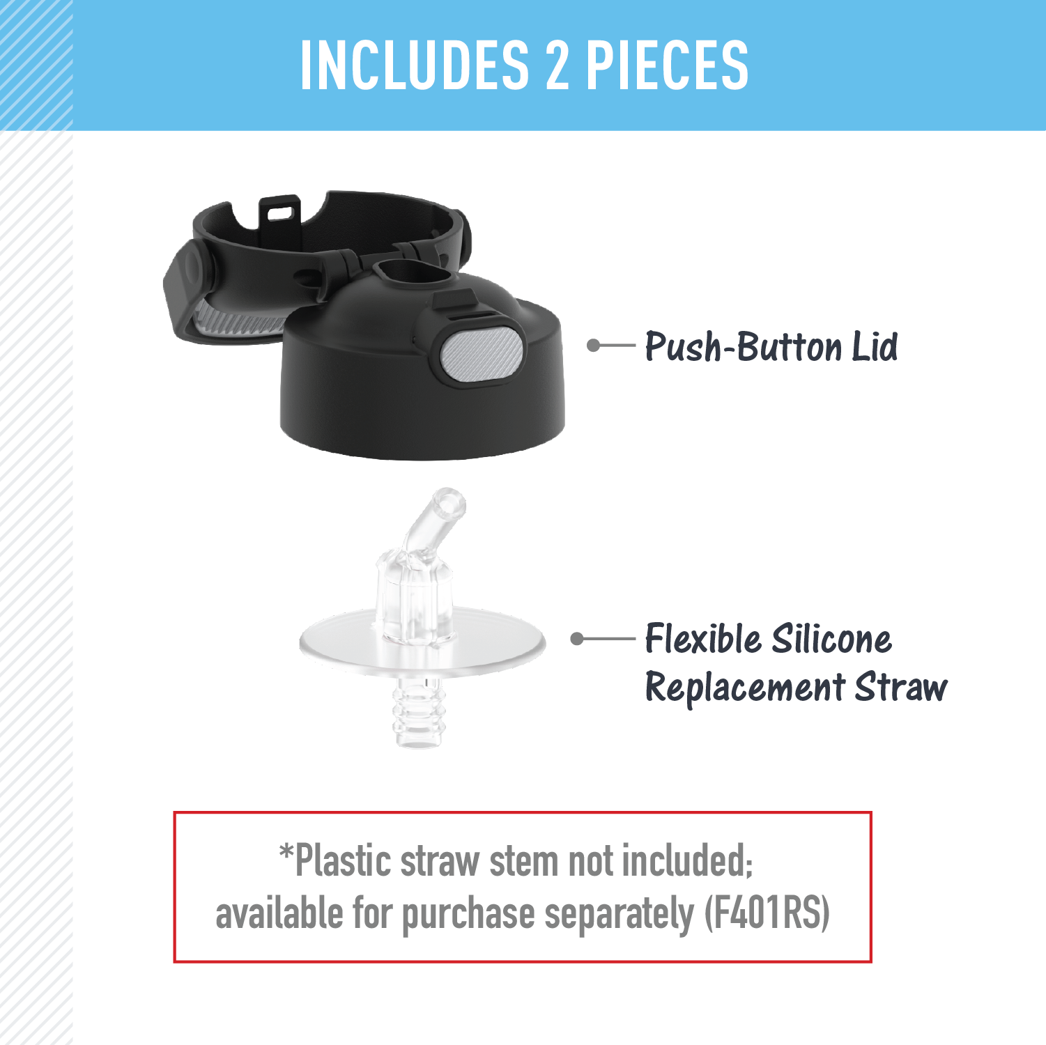 FUNTAINER? WATER BOTTLE - REPLACEMENT STRAW LID - Image 10