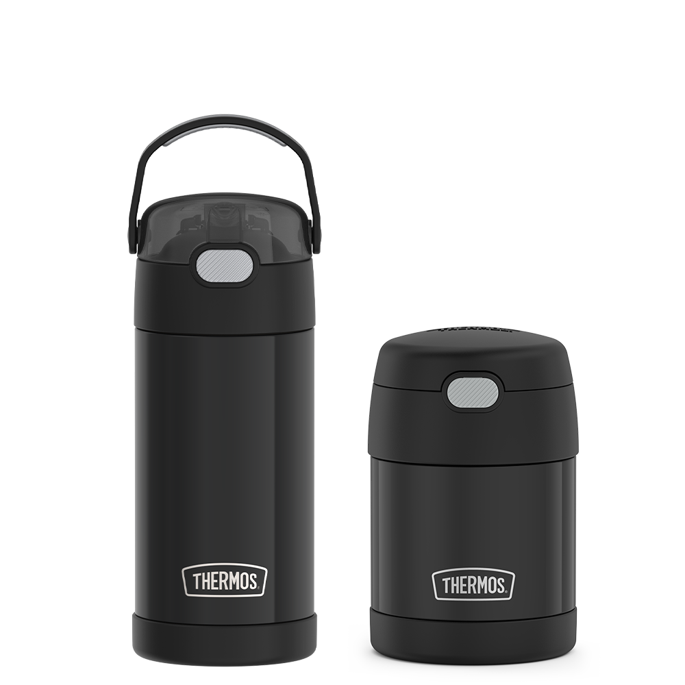 12oz FUNtainer Water Bottle & 10oz Food Jar Bundle - Matte Black