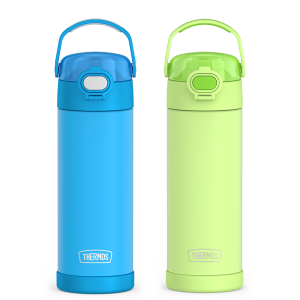 16oz FUNtainer Water Bottles with Locking Lids Electric Blue & Neon Lime Bundle