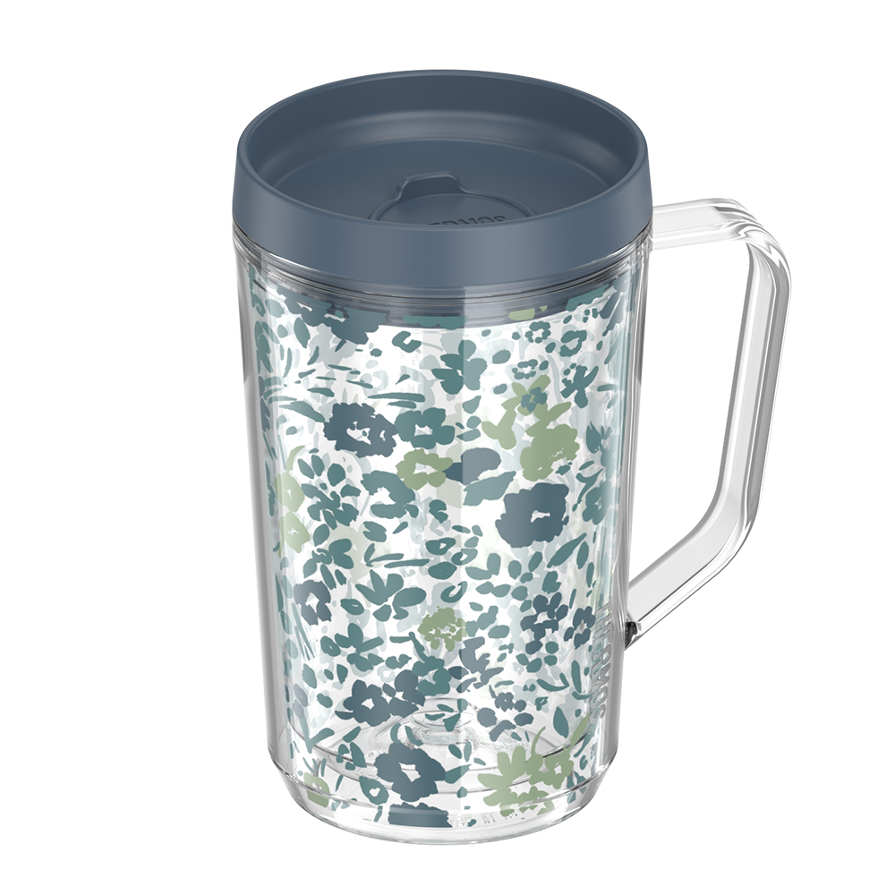 16oz DOUBLE WALL DESK MUG BLUE FLORAL - Image 3