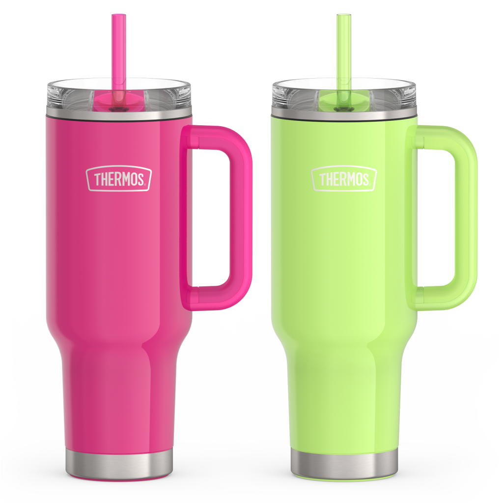 40oz Glossy Cup Holder Mug Bundle - Hot Pink & Lime