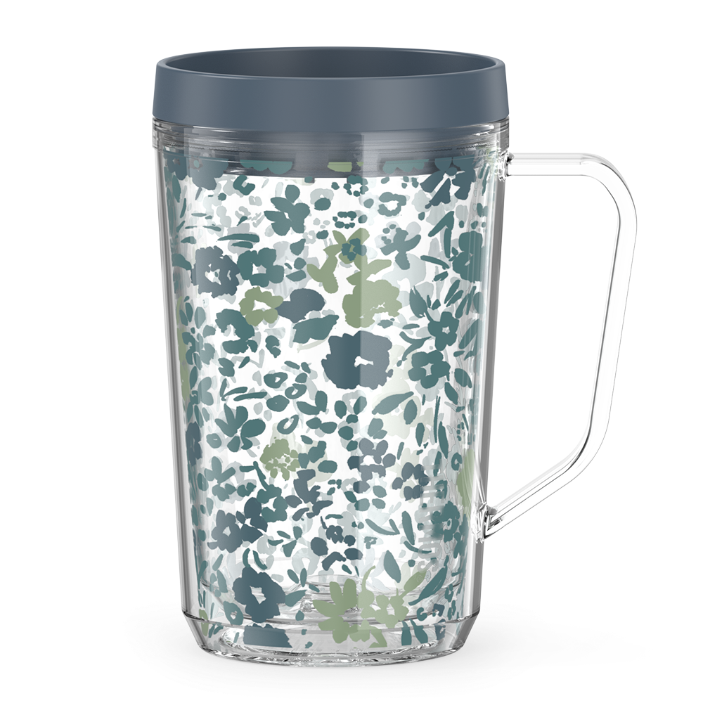 16oz DOUBLE WALL DESK MUG BLUE FLORAL - Image 2